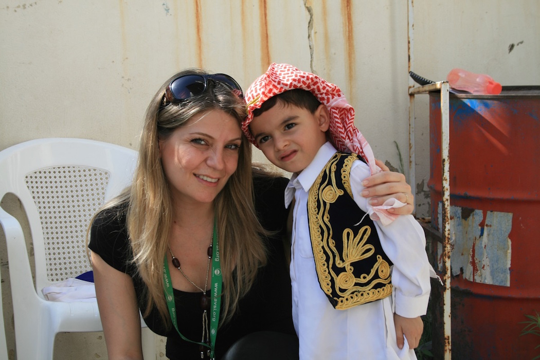 Ms. Najib with an AVSI beneficiary student in Lebanon