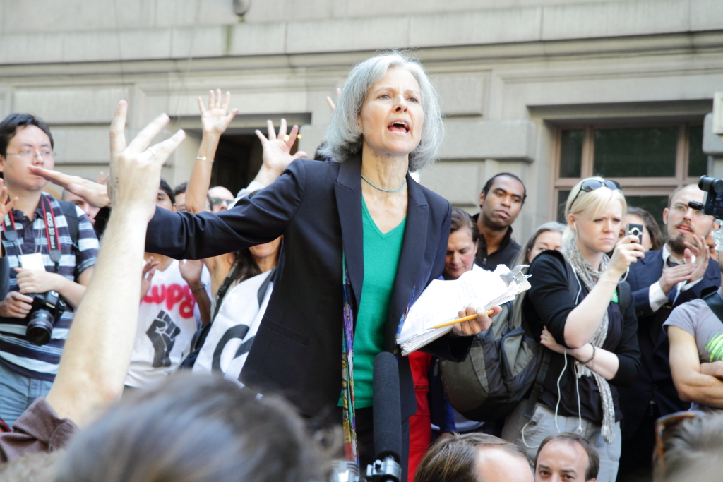 Jill Stein in un comizio surante le giornate di Occupy Wall Street del 2011