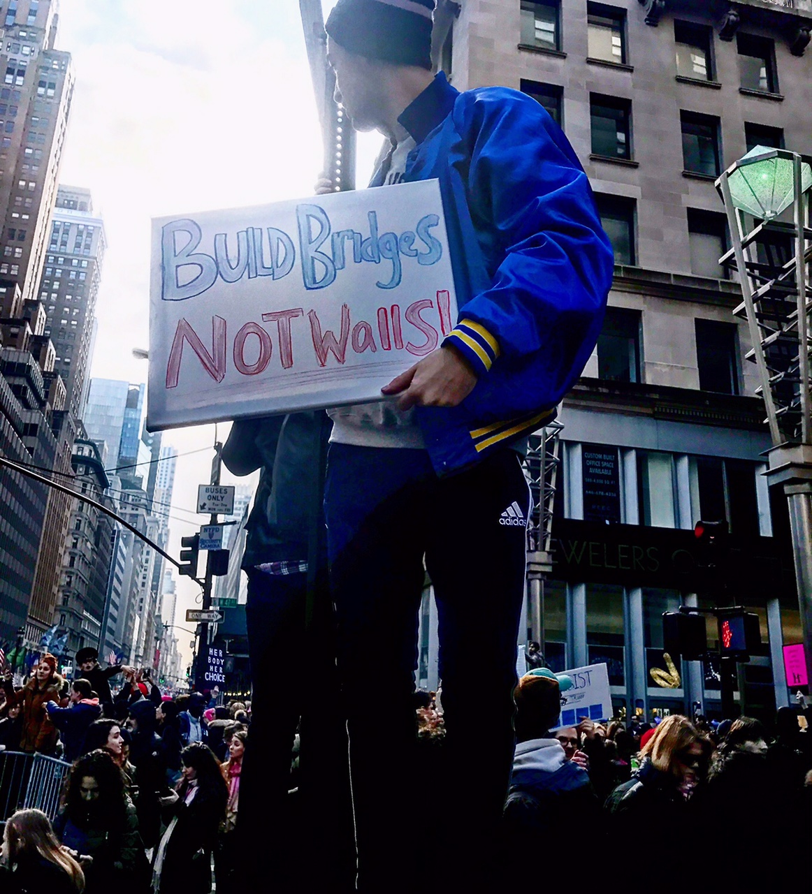 women march ny bridges