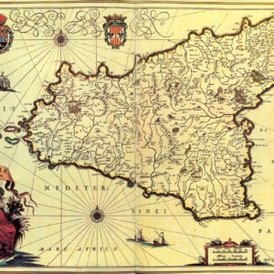 Una mappa della suddivisione amministrativa della Sicilia del XVI secolo