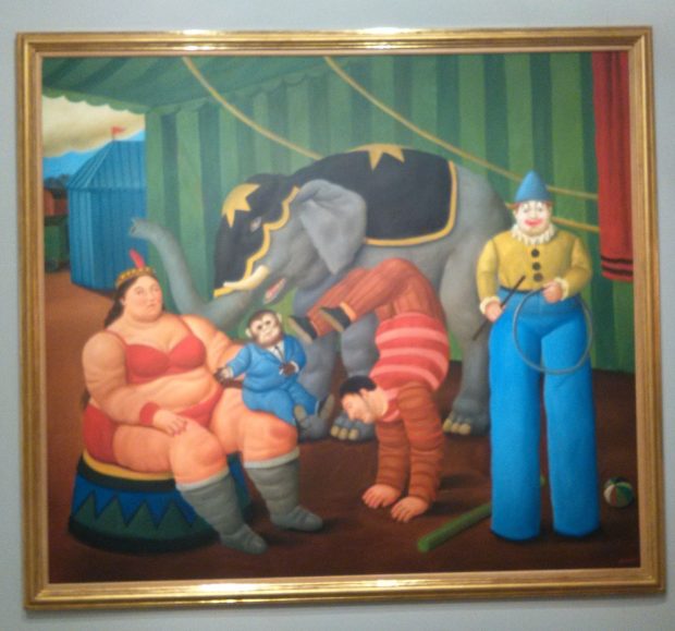 Botero Gente del circo con elefante