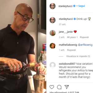 Stanley Tucci prepara un cocktail su Instagram