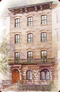 La VOCE calorosa della Casa Italiana Zerilli Marimo' della NYU Un aquarello raffigurante la Casa Italiana Zerilli Marimo' nel West Village