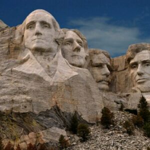 Mount Rushmore, Sud Dakota: le sculture dei presidenti (da sin) George Washington, Thomas Jefferson, Theodore Roosevelt e Abraham Lincoln