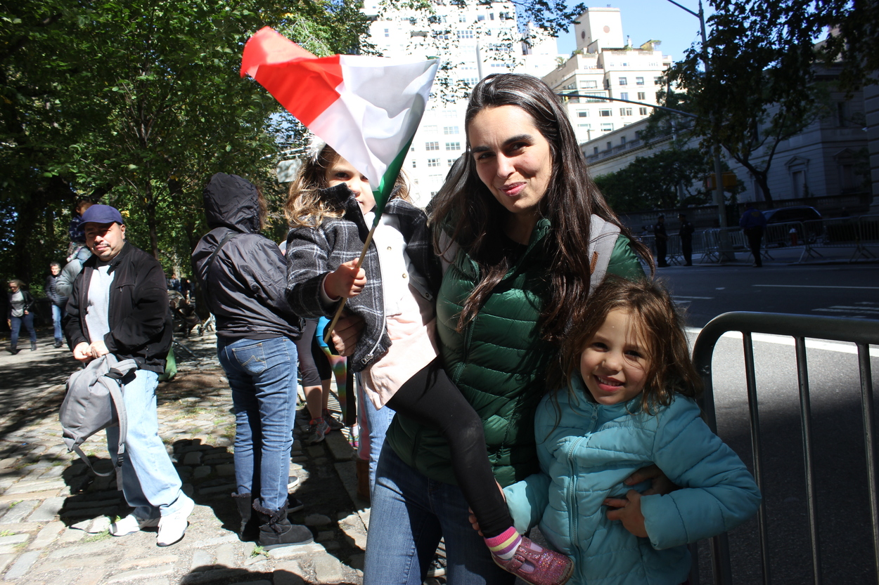 Victoria, Michela, Francesca (left to right). Michela: “We live on the upper east side and I have Sicilian heritage so I like so support Italian events here.” Francesca: “We’re hoping they give out candy.”