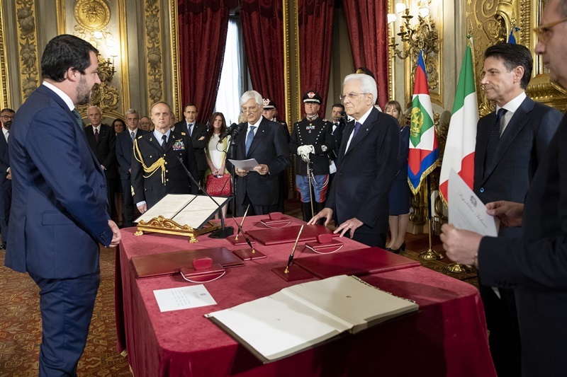 governo-conte-salvini Il ministro degli Interni Matteo Salvini giura davanti al Presidente Sergio Mattarella