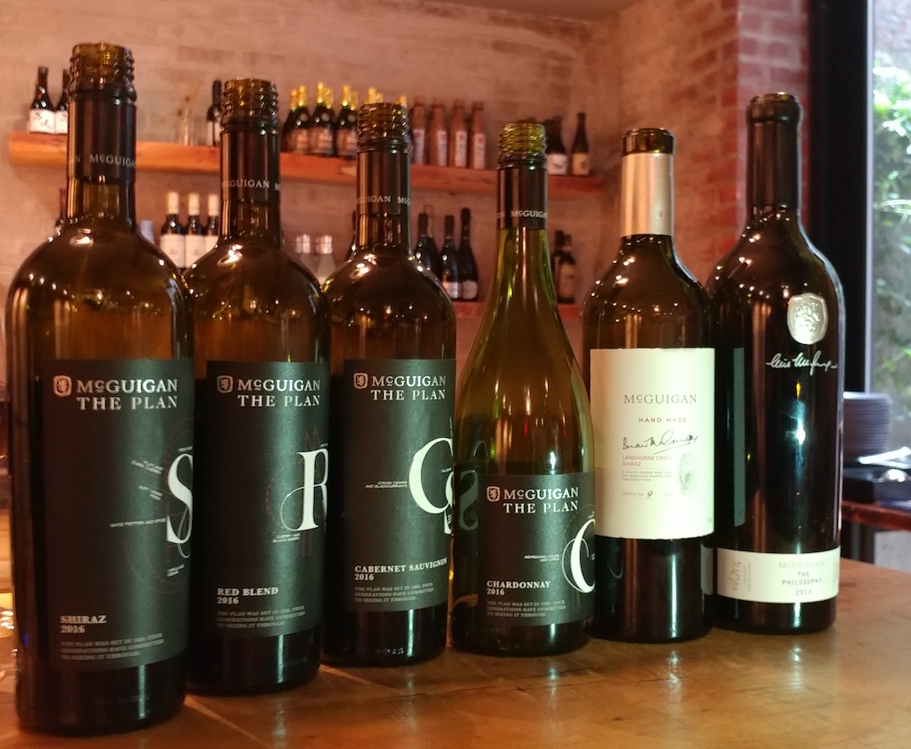 Lineup of McGuigan Wines