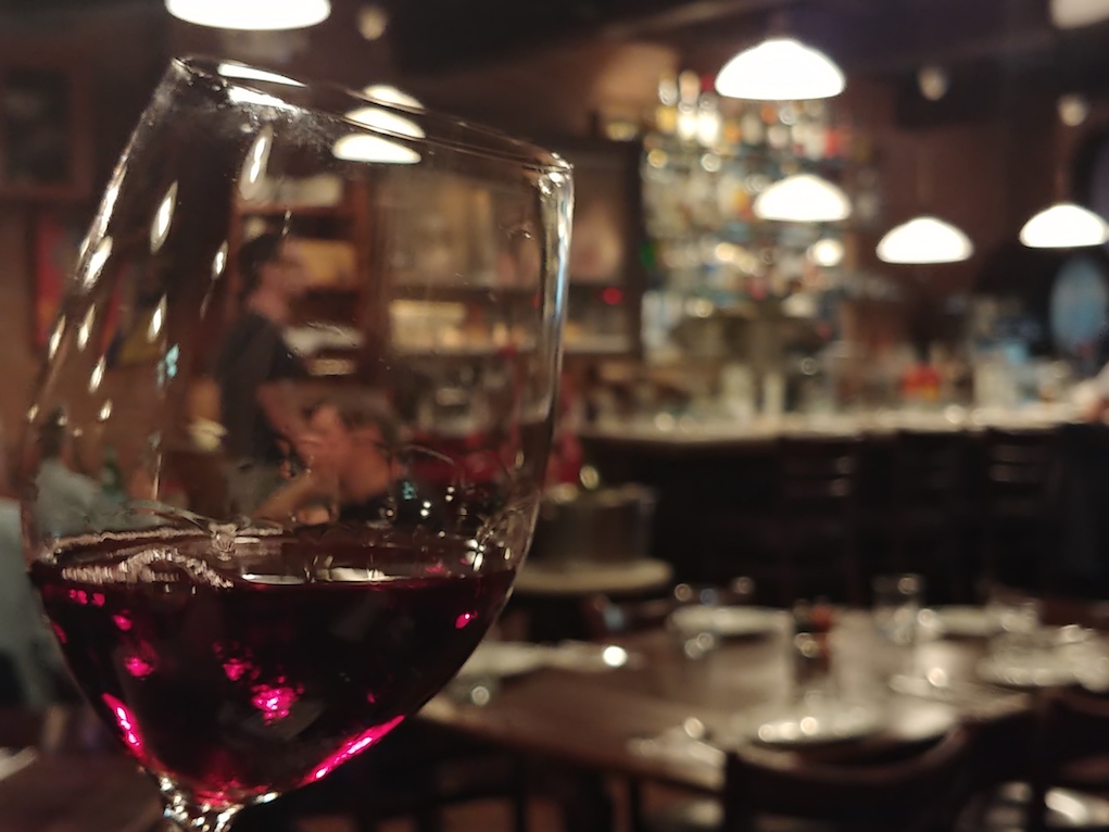 A Glass of the Passerina Brut with Some Visciole Selezione Cherry Wine