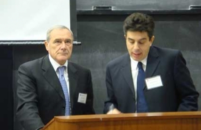 CONVEGNO STONY BROOK/ L'eredità di Giovanni Falcone Il Procuratore Nazionale Antimafia Pietro Grasso con il giornalista Sebastian Rotella che alla Conferenza su Falcone della Stony Brook ha tradotto in inglese il magistrato