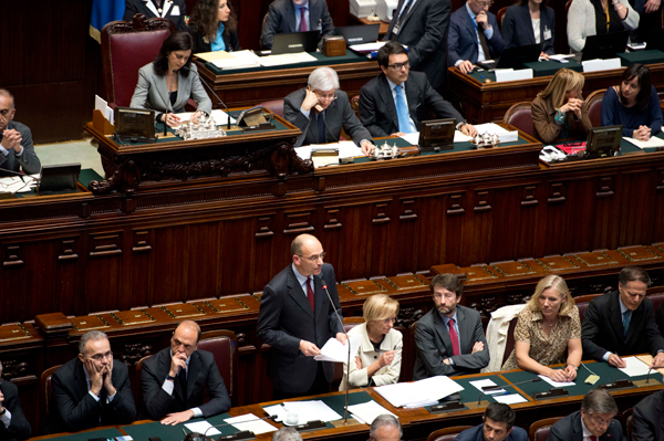 Il Presidente del Consiglio Enrico Letta pronuncia il discorso sulla fiducia in Parlamento