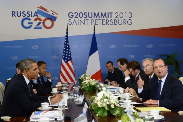 I mercanti malconci nella fiera del G20 Barack Obama e François Hollande al G20 di San Pietroburgo