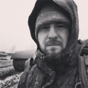 Igor appena fuori da Winnipeg, primo viaggio invernale in autostop in Canada. 2013