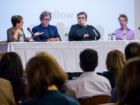 Start-up oltre la tecnologia: la rivoluzione dei contenuti da New York all'Italia Maria Teresa Cometto, Claudio Vaccarella, Alessandro Piol e Guy Story in occasione del seminario alla Montclair University. Foto: MIke Peters