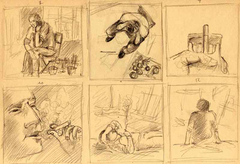 Story board tratto da Il pittore e il pesce.