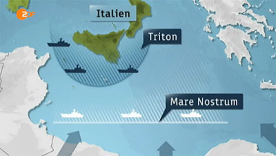 Le aree di azione di Triton e di Mare Nostrum