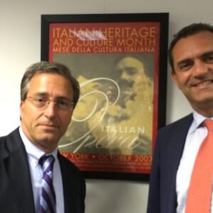 Mayor Luigi De Magistris at the Calandra CUNY on Immigration: Naples Will Never Be a City Intolerant of Race or Culture American historian Stanislao Pugliese, whom is writing a book on Naples, with mayor Luigi De Magistris