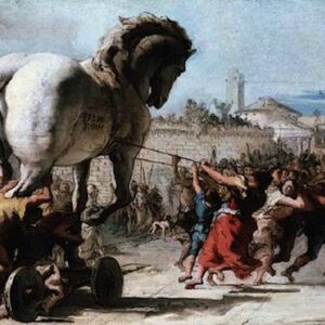 Il referendum sull'euro, ovvero il cavallo di Grecia dentro le mura d'Europa Giovanni Domenico Tiepolo, Processione del Cavallo di Troia, 1773.