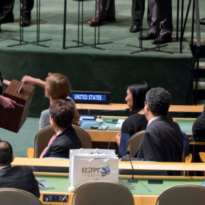 ONU: Eletti cinque nuovi membri non permanenti al Consiglio di Sicurezza L'ambasciatrice USA alle Nazioni Unite Samantha Power durante il voto